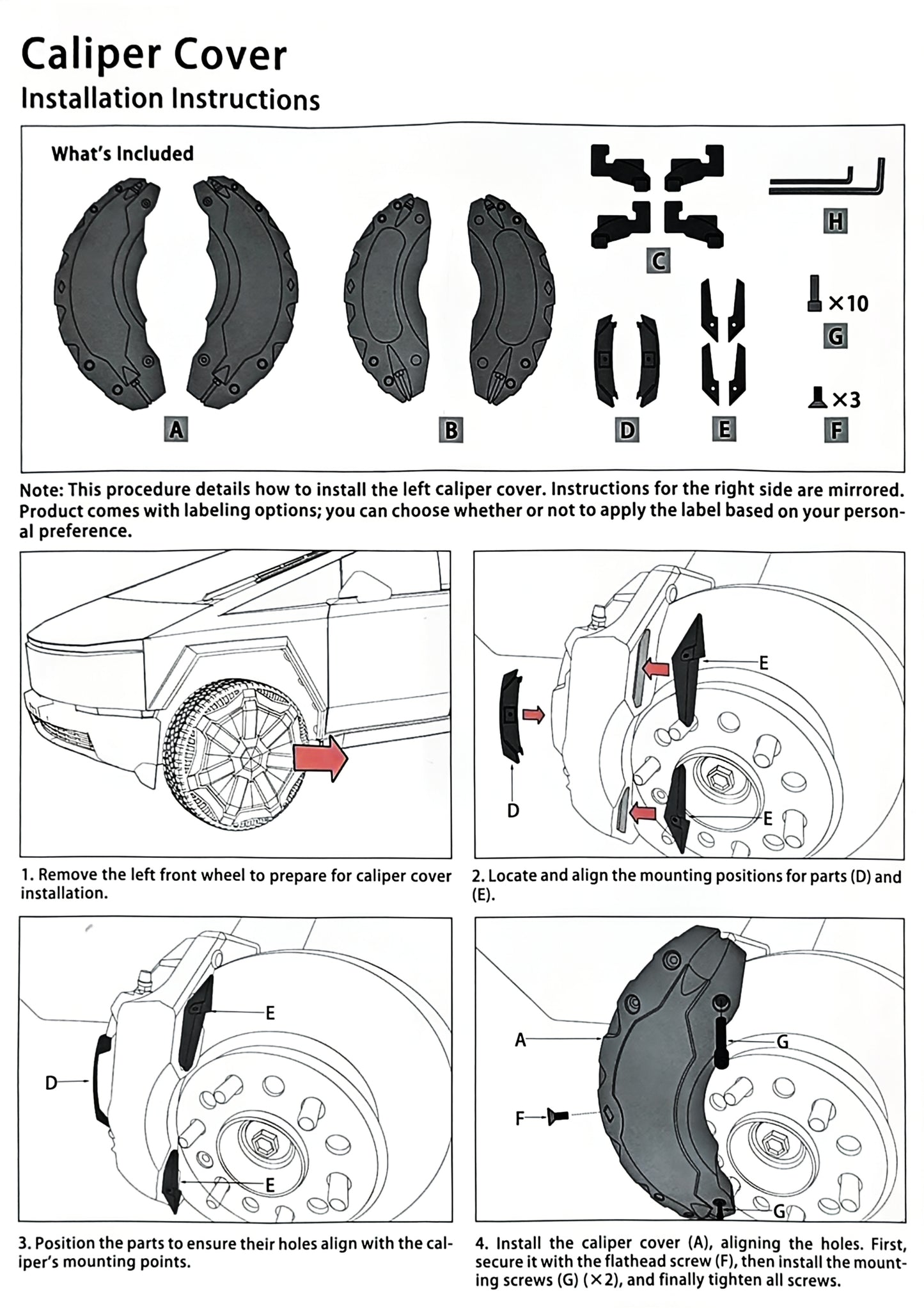 Caliper Cover Kit for Tesla Cybertruck