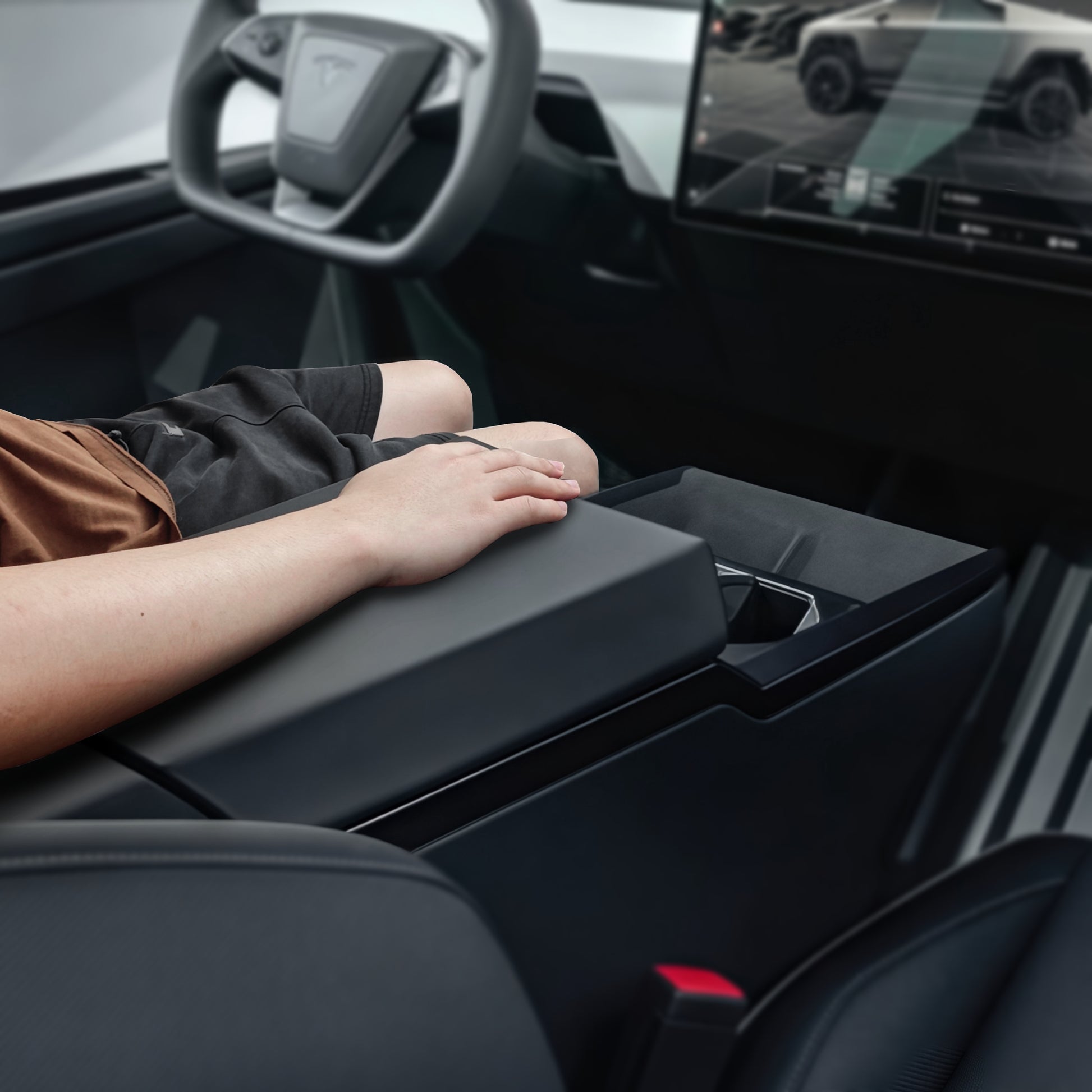 TPE Console Armrest Cover for Tesla Cybertruck - CyberGearco